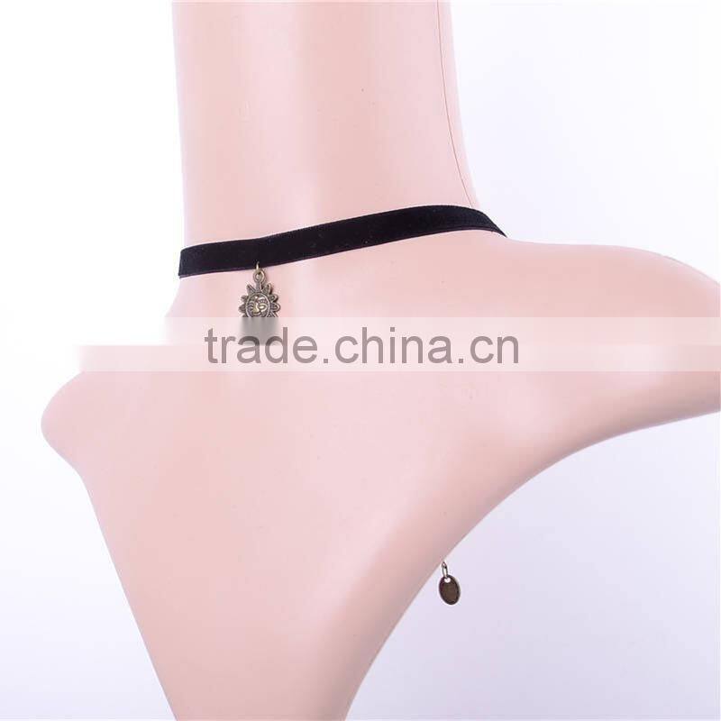 Li Bingbing Gothic Velvet Choker Necklace female Necklace with sun