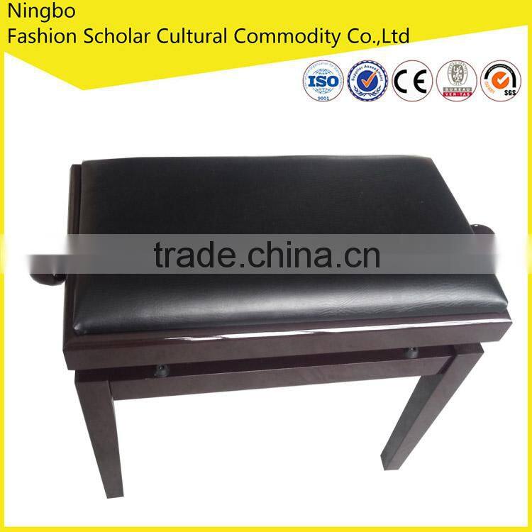 2016 the latest black piano stool adjustable with black leather cushion