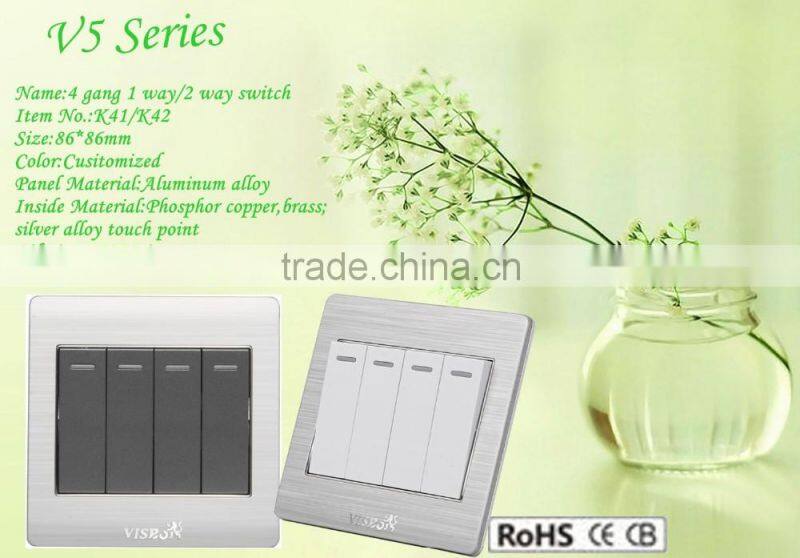 10A 250V 4 gang 2 way shotel doorbell touch panel switch