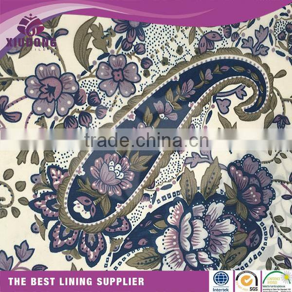 100 polyester paisely garment fabric,xiudong textile paisely lining fabric
