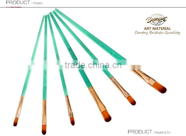 High Quality Professional Fine 6 Piece Acrylic Holder Handle Filbret Nylon Hair Oil Paint Brush Set