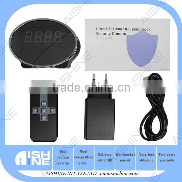 High quality smart home security Hidden Spy Button Camera Clock Wifi App Control