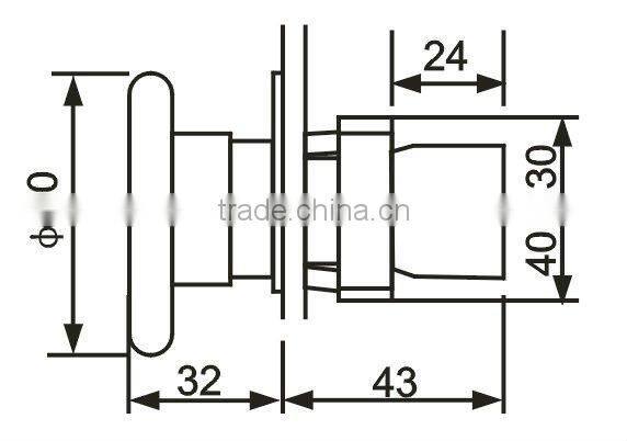 60mm Mushroom push on off switch , press lock button XB2-BR