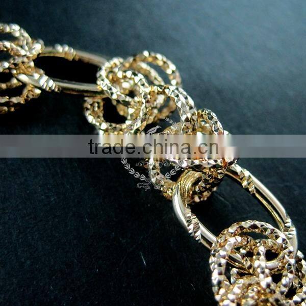 20cm 14K light gold plated brass faceted circle round oval link fashion DIY bracelet supplies 1900065