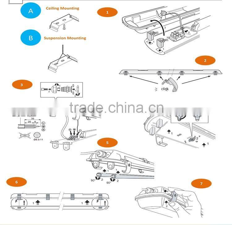 SMD2835 600mm LED tube batten Fittings,LED Industrial Tube Linear light , factory lighting fixtures 3 years warranty