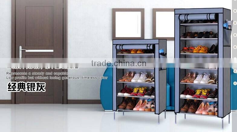 (FH-FC6007)6-layer simple design non woven fabric single row shoe rack