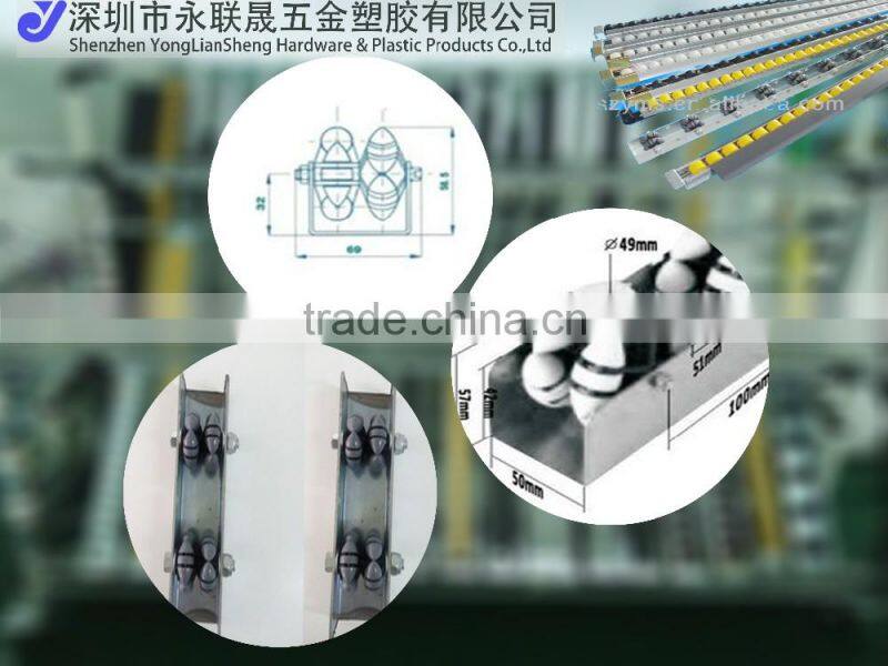JY-2047|360 degree swivel roller track|Dual-in-line logistic conveyor|Heavy duty slide rail chain