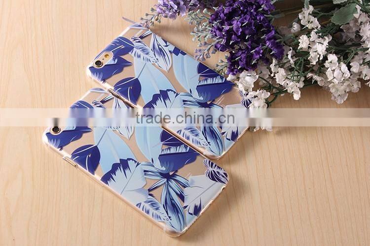 Transparent Ultrathin hard plastic Cell Phone Case with blue painting case for Iphone