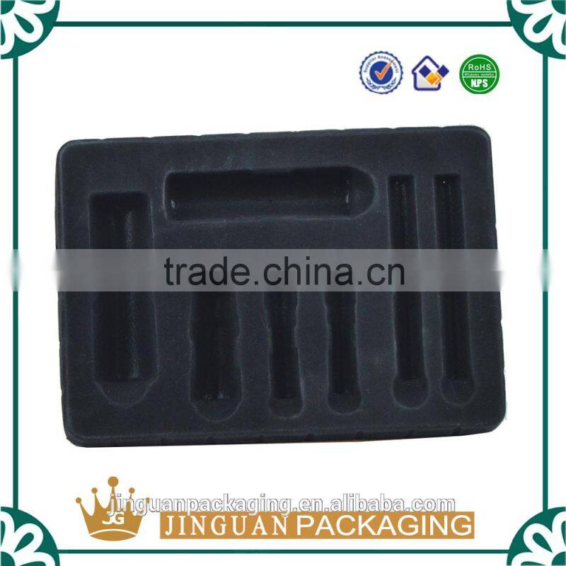 Custom flocking blister tray for cosmetic, cosmetic plastic blister tray, plastic cosmetic tray