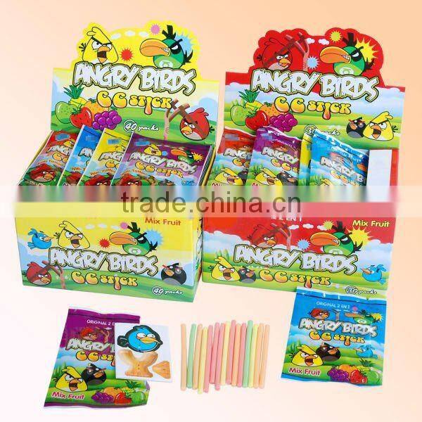 cc sour powder candy with toy candy and card