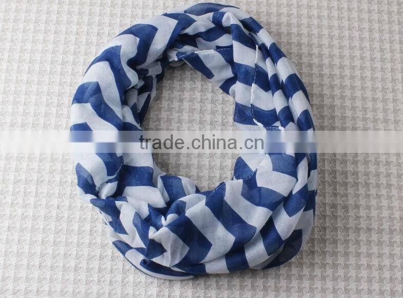 15 colors New Women Infinity Chevron Block Circle Double Loop Wrap Voile Scarf Wholesale
