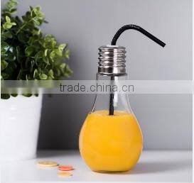 Clear mason jar smooth bulb style with straw lid creative design