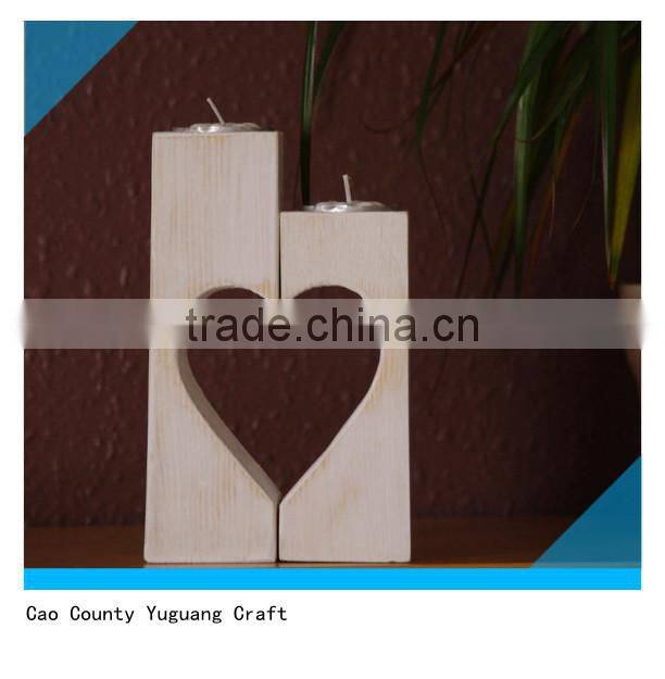classic wooden heart-shaped candle holder
