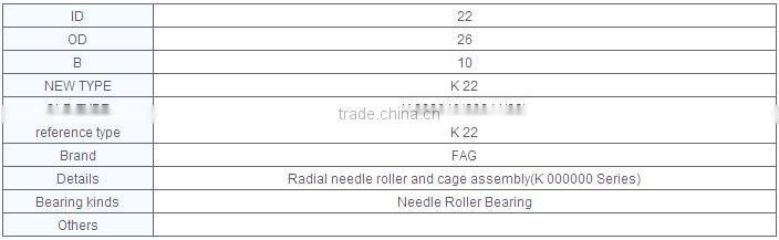 needle roller bearing K22 22x26x10mm