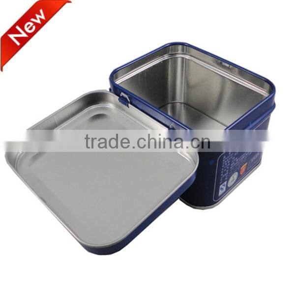 metal hinged lid tin box