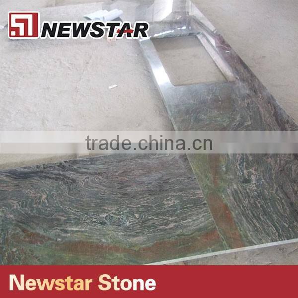 Prefabricated kitchen counter tops multicolor green granite countertop