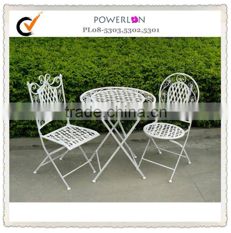 folding iron white French garden chairs and tables