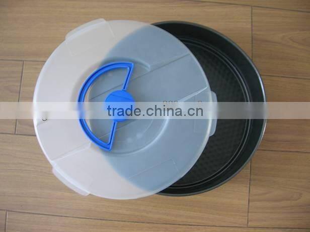 Round metal baking pan with plastic cover,roaster pan set