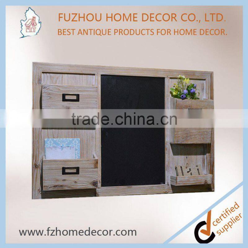 Practial antique photo frame wooden shelf with blackboard for home decoration