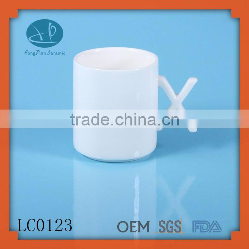 Espresso Cup,popular espresso cup with letter handle, ceramic stoneware beer mug with embossed letters