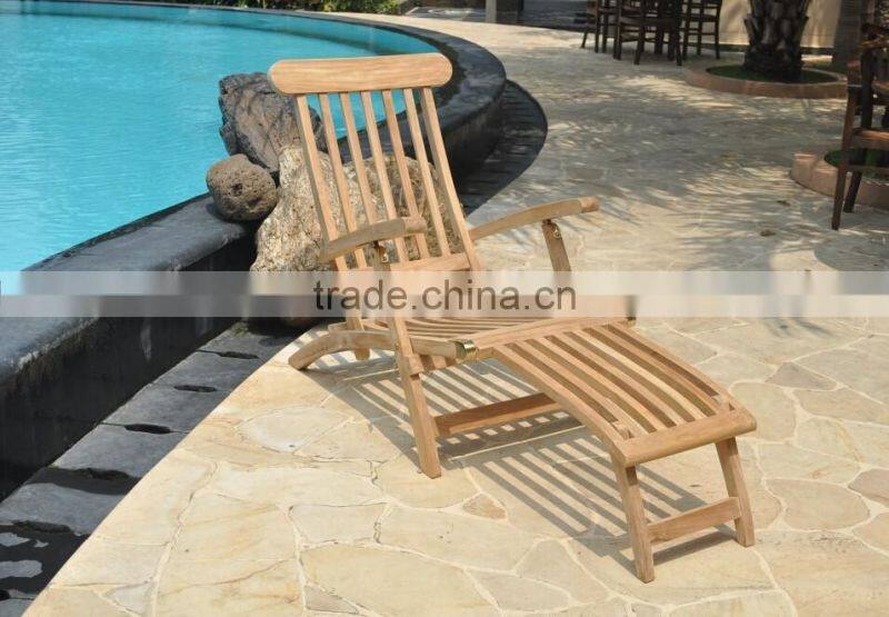 2017 Trade Assurance Modern design teak wood outdoor poolside sun loungers