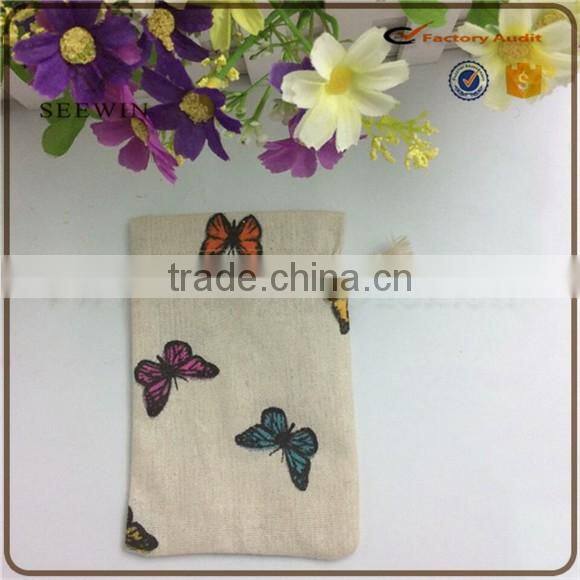 2017 hot sell rose flower linen bag wedding gift linen bag