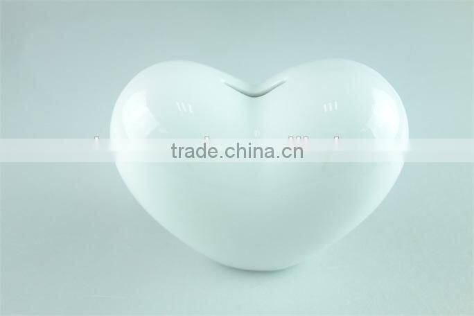 stock porcelain white lovely heart shaped money box