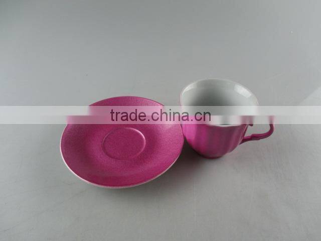 Hot sale Colorful porcelain coffee cup set, High Quanlity Ceramic Glaze Cup and Saucer with Gift Box
