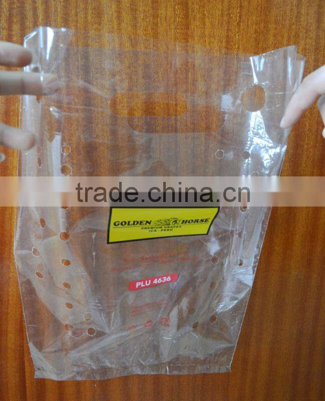 PP Portable the perforation grape packaging bag for supermarket