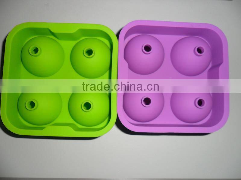 New Round Silicone Ice Balls Maker Tray FOUR Large Sphere Cube Molds