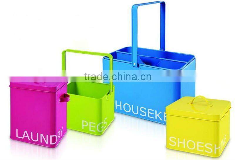 Colorful Housekeeper Storage Tin Boxes Make with Carbon steel