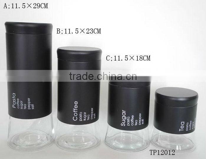 cylinder stainless steel coating wholesale glass chocolate tea coffee jars