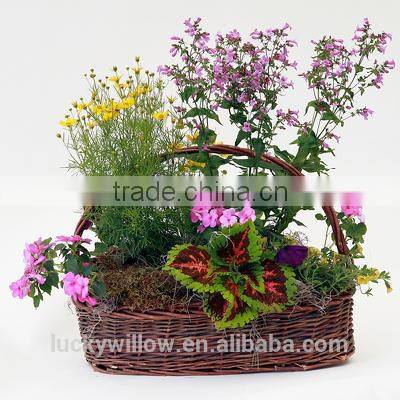 handmade wicker folower basket/pot with plastic liner