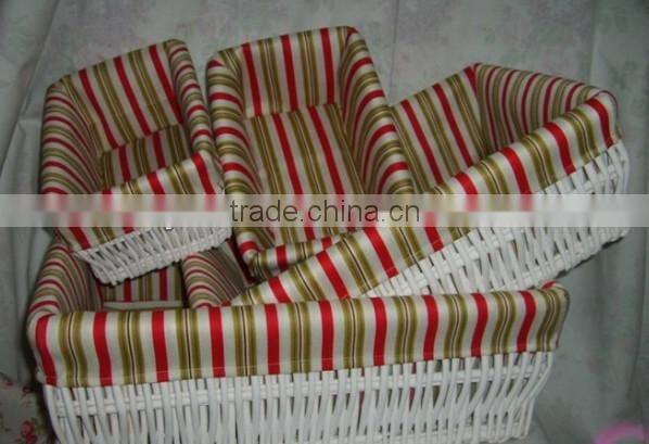 white small square wicker basket with lining