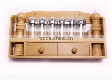 Functional kitchen bamboo spice rack with glass spice jar