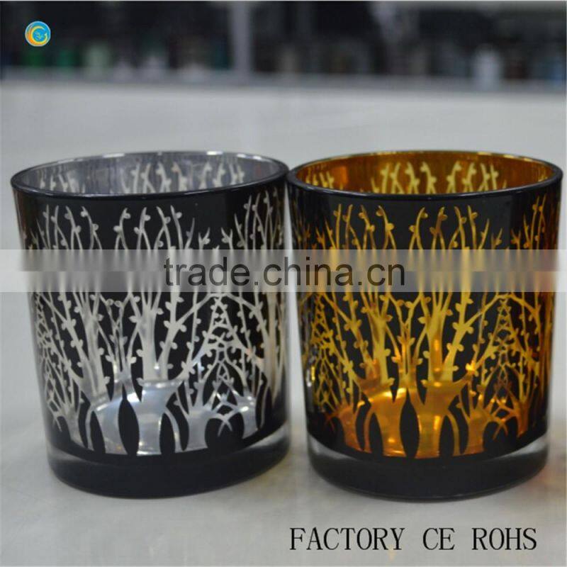 Trees silver laser candle holders glass