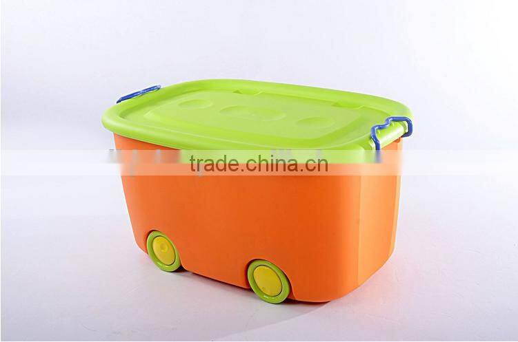 Heavy duty Plastic toy storage box with wheel ,PP High quality storage box with lid