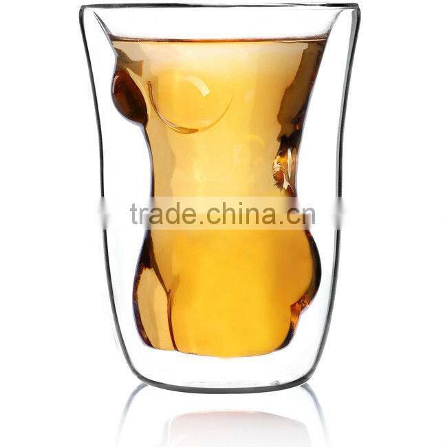 New Sexy Naked Beauty Lady Double Wall Glass Cup