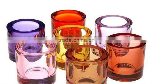 colors glass candle holder,crack glass candle cup hot sell