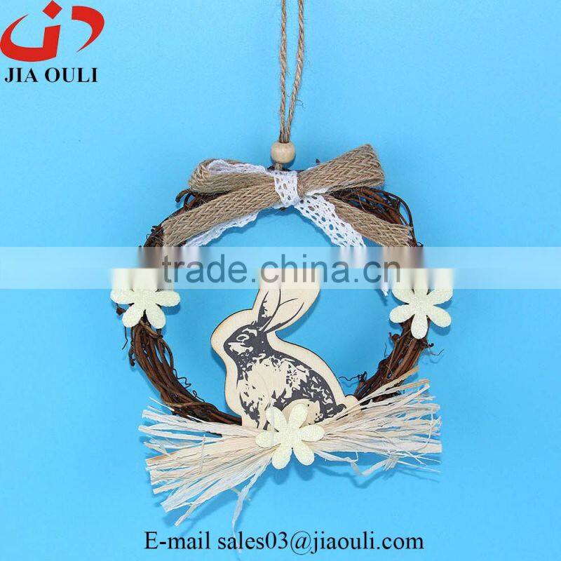 Popular design easter decorations with wood rabbit easter wreath