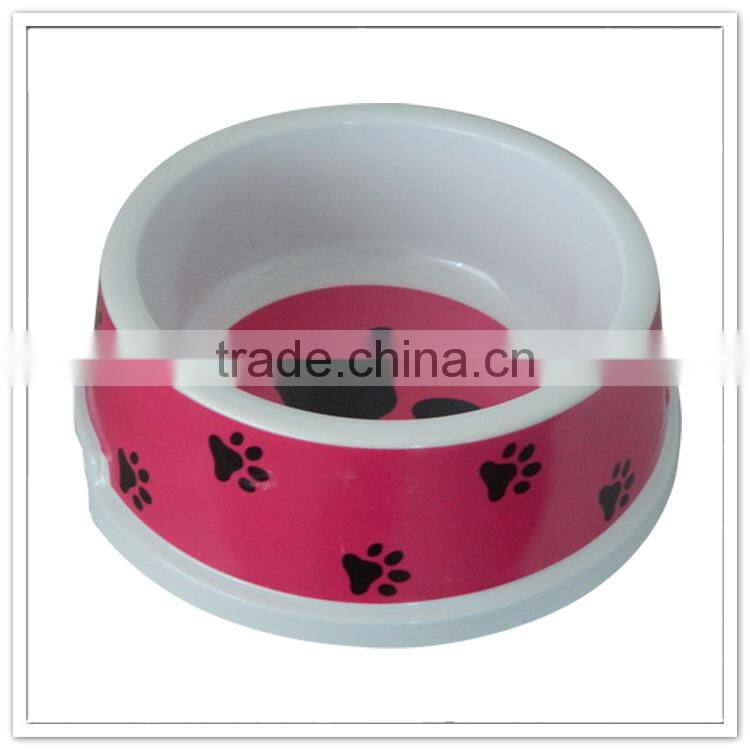 Melamine unique& supreme pink dog feet printed cheap plastic dog bowls