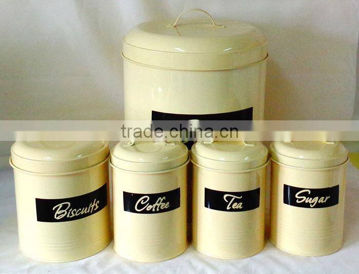yellow canister sets powder coated round Kitchen Canister Set 4
