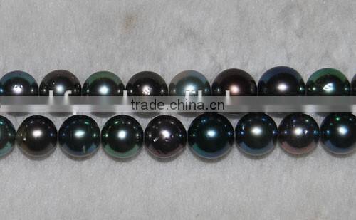 factory direct AAA 12-14mm black round Tahitian pearl strand