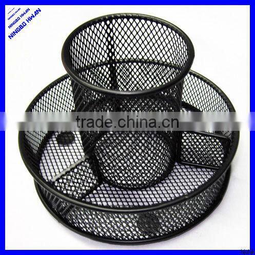 Office desktop round wire mesh stationery holder