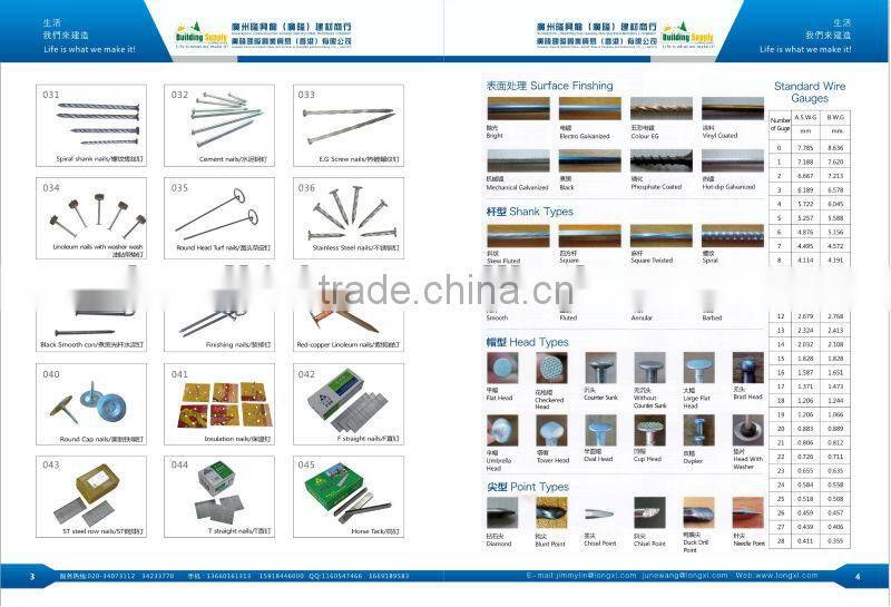 Yellow zinc air gun nails with factory price