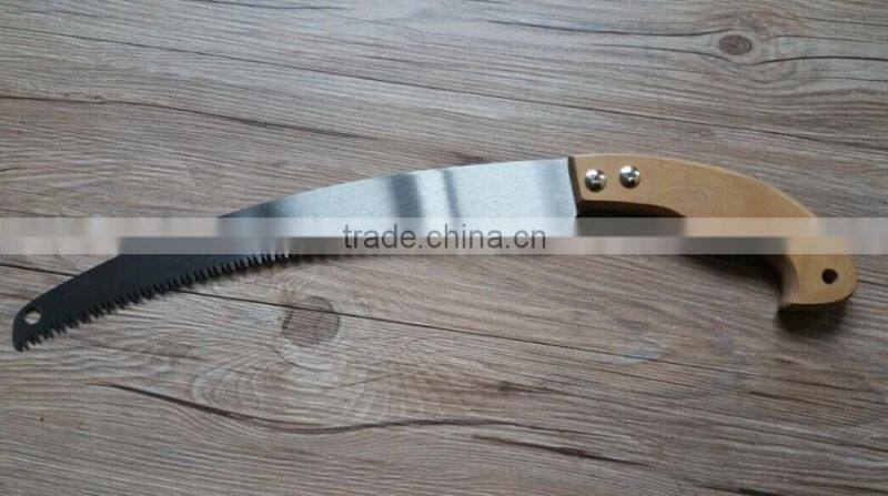 12" curved pruning saw with good quality big wooden handle