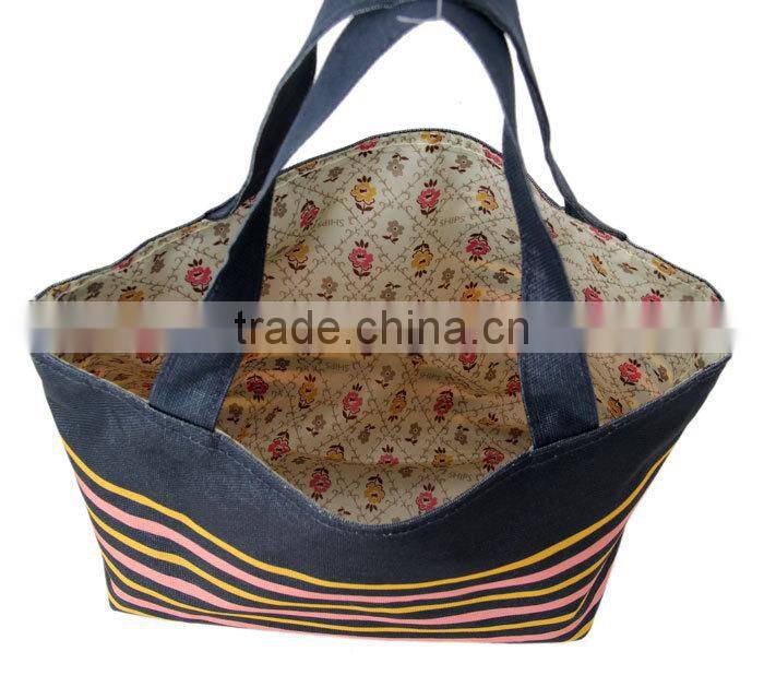 Wholesale Modern 600D polyester double layer fashion shopping handbag,women shopping tote bag