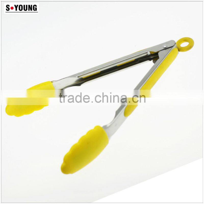 14017 Kitchen and Barbecue Grill Tongs Silicone BBQ Cooking Stainless Steel Locking Food Tong Salad Tongs