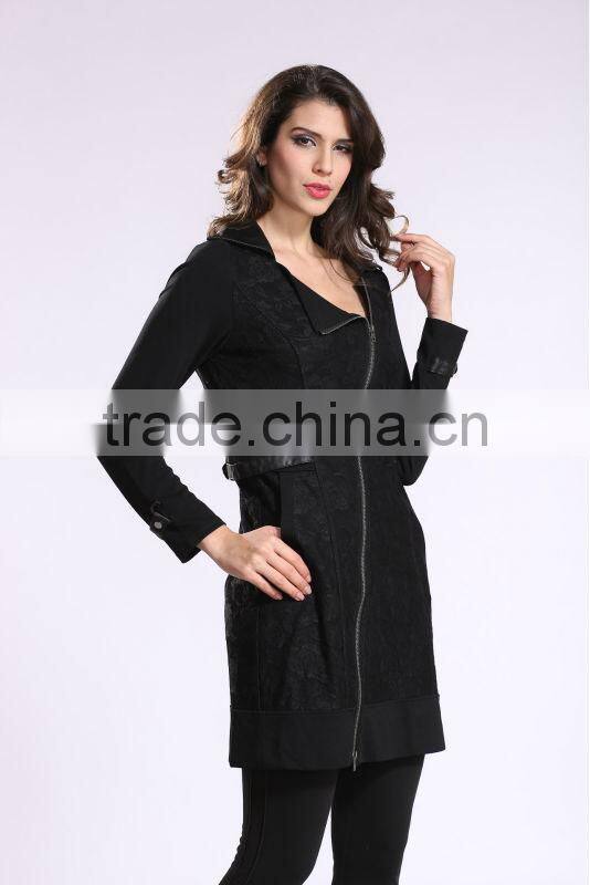 2014 New Fashion Ladies' Long Coat Asymmetrical Zipper Design Women Winter Overcoat