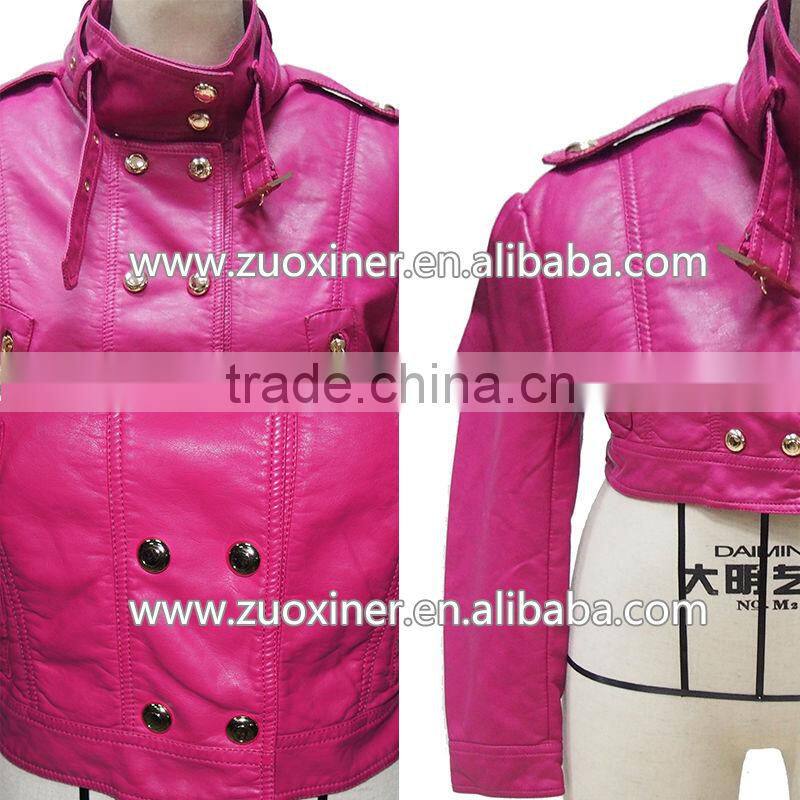 2013 newest spring PU jacket,stand collar faux leather for women jacket